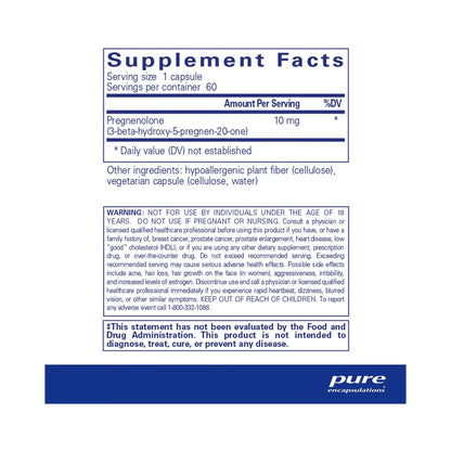 Pure Encapsulations Pregnenolone 10mg 60 Capsules