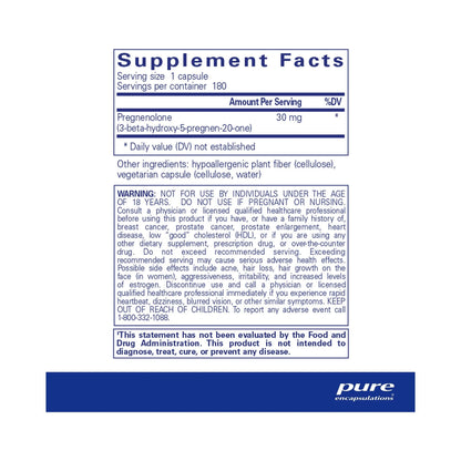 Pure Encapsulations Pregnenolone 30mg 180 Capsules