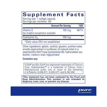 Pure Encapsulations Q-Gel (Hydrosoluble CoQ10) 100mg  60 Capsules