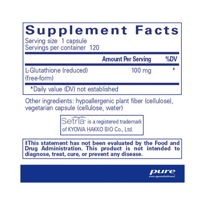 Pure Encapsulations Reduced Glutathione 120 Capsules