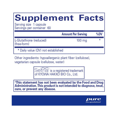 Pure Encapsulations Reduced Glutathione 60 Capsules