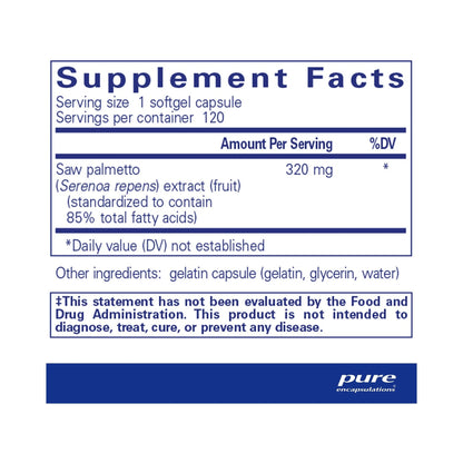 Pure Encapsulations Saw Palmetto 320 120 Capsules