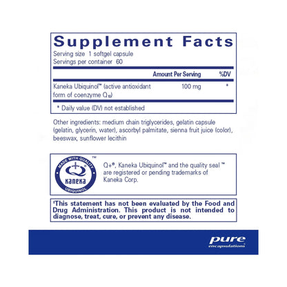 Pure Encapsulations Ubiquinol-QH 100mg 60 Capsules