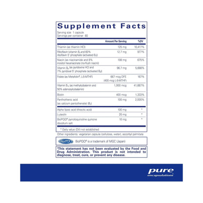 Pure Encapsulations Ultra B-Complex w/ PQQ 60 Capsules