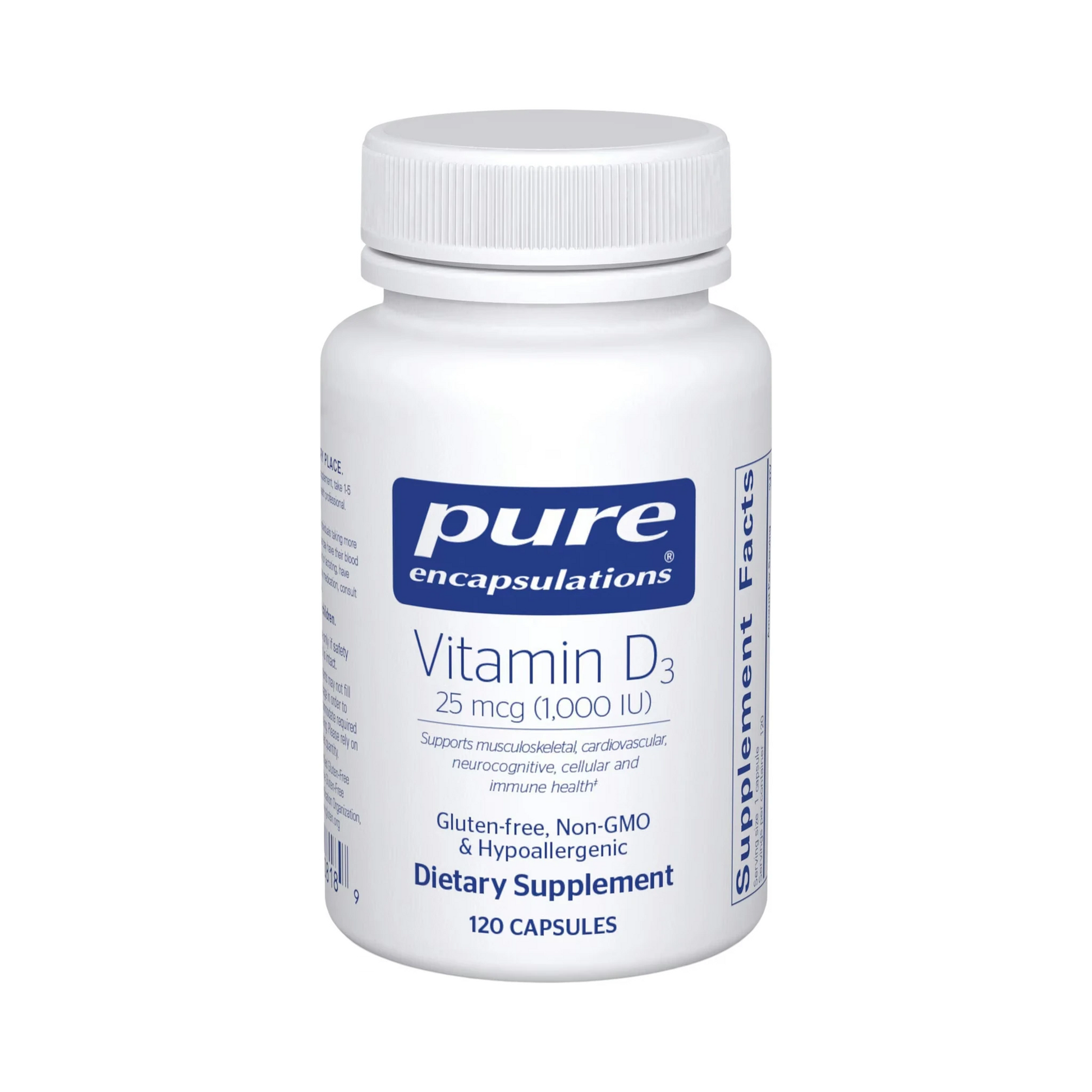 Pure Encapsulations Vitamin D3 25 mcg (1,000 IU) 120 Capsules