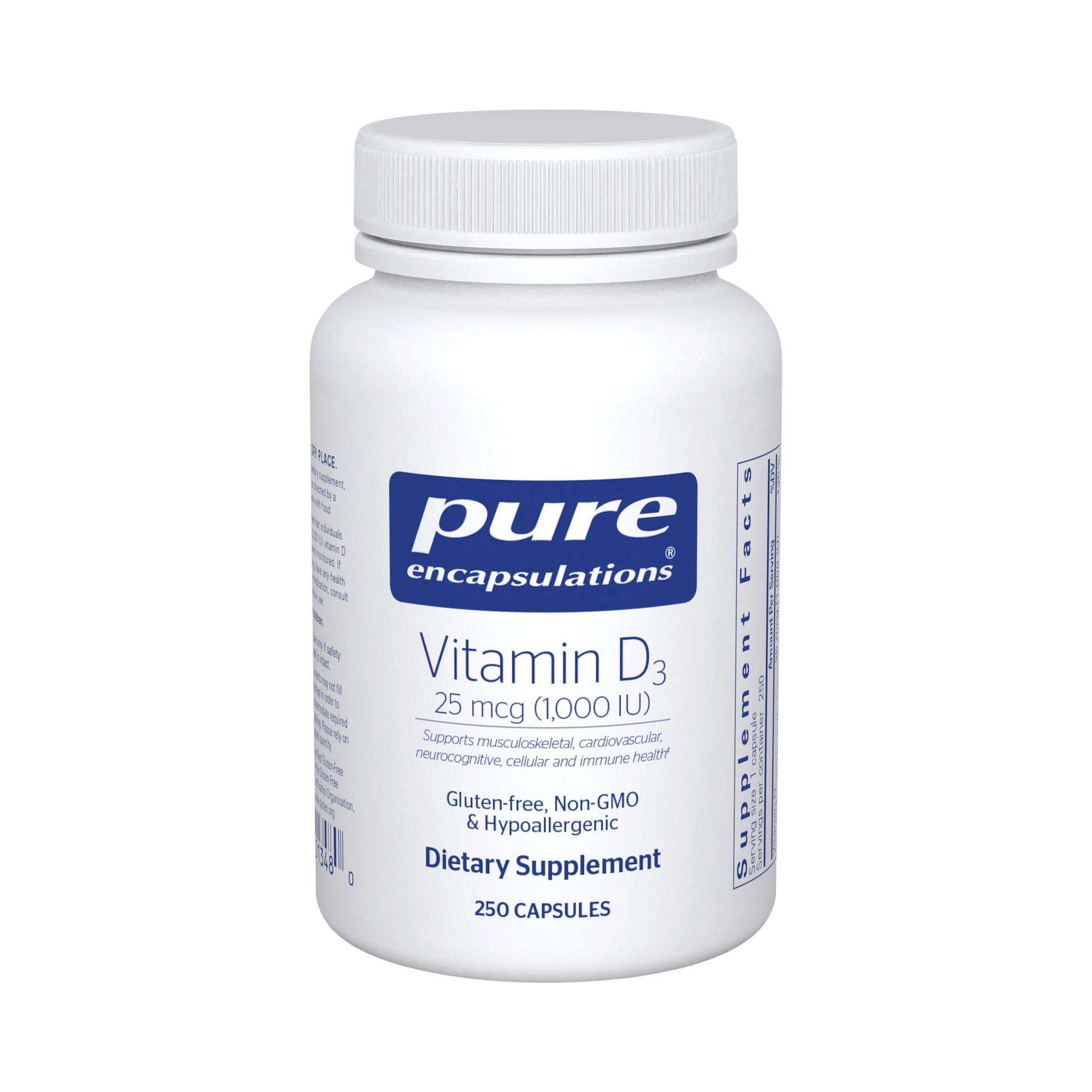 Pure Encapsulations Vitamin D3 25 mcg (1,000 IU) 250 Capsules
