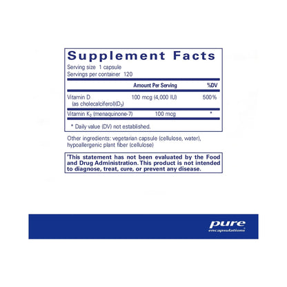 Pure Encapsulations Vitamin D3 & K2 120 Capsules
