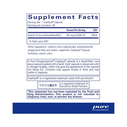 Pure Encapsulations Vitamin D3 VESIsorb 60 Capsules