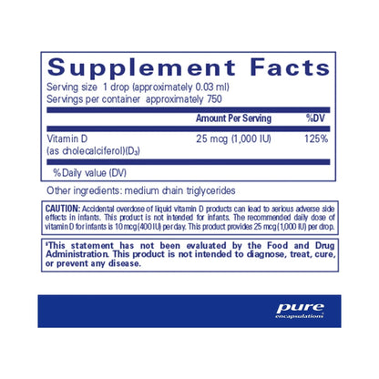 Pure Encapsulations Vitamin D3 liquid 22.5 mL