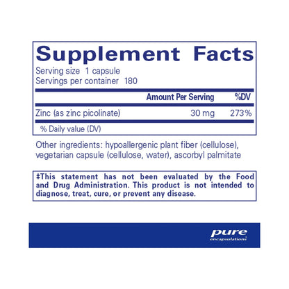 Pure Encapsulations Zinc 30 60 Capsules
