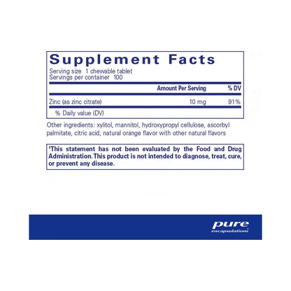 Pure Encapsulations Zinc Chewables 100 Chewable Tablets