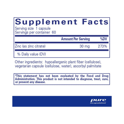 Pure Encapsulations Zinc (citrate) 60 Capsules
