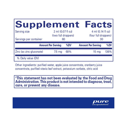 Pure Encapsulations Zinc liquid 15mg 120mL