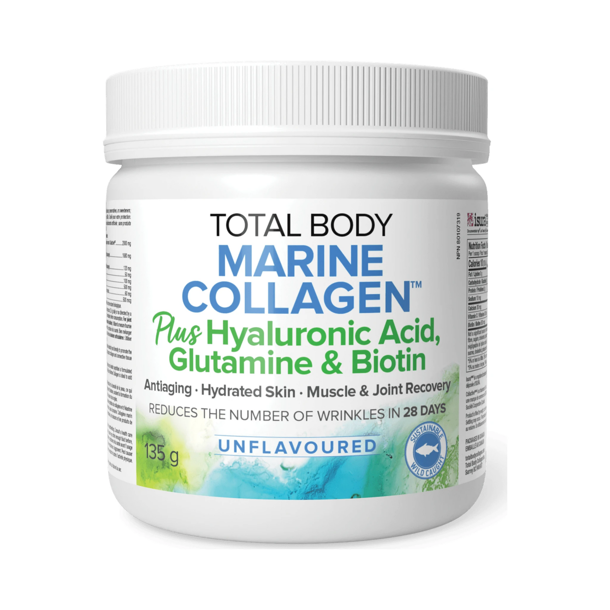 Total Body Marine Collagen Plus Hyaluronic Acid Glutamine & Biotin Unflavoured 135g