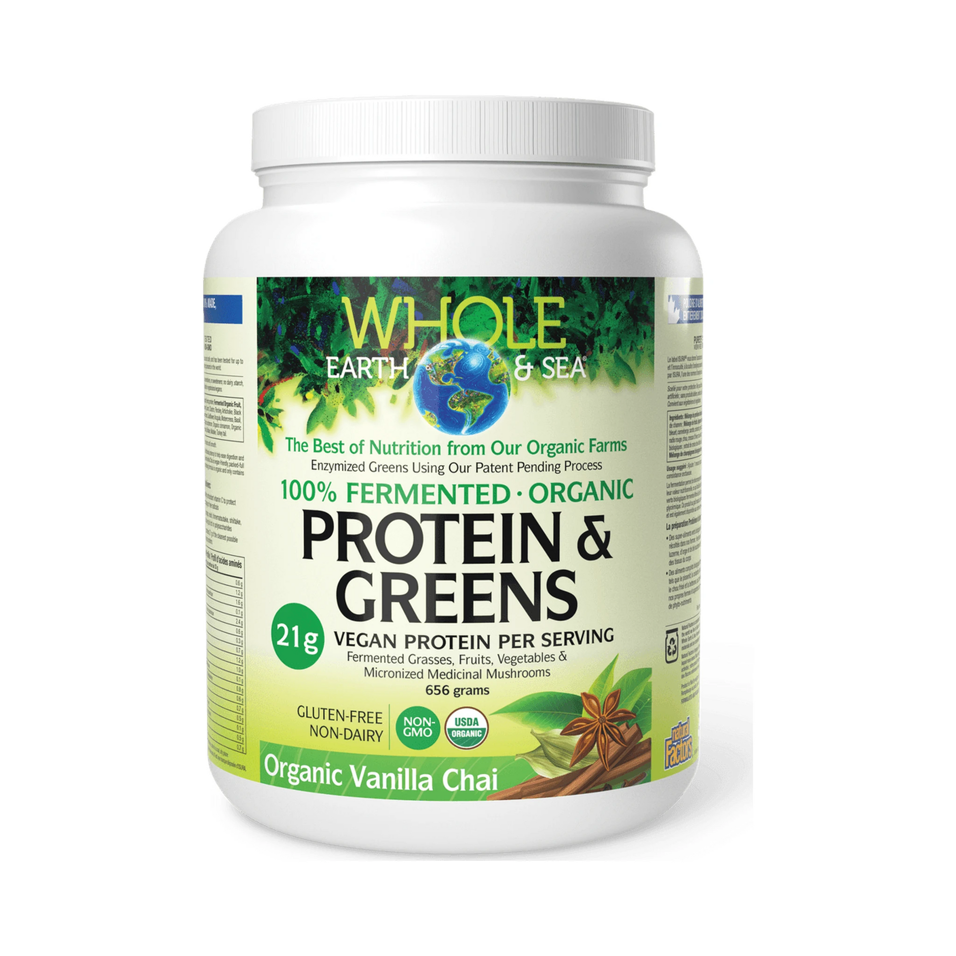 Whole Earth & Sea Fermented Organic Protein & Greens Organic Vanilla Chai 656g