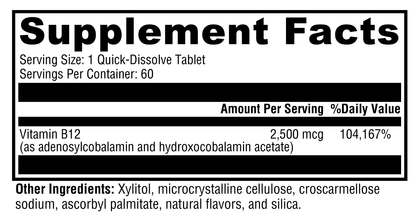 Xymogen Adeno+Hydroxo B12 Natural Fruit Punch Flavor 60 Tablets