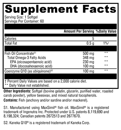 Xymogen CoQmax Omega 100mg 60 Softgels