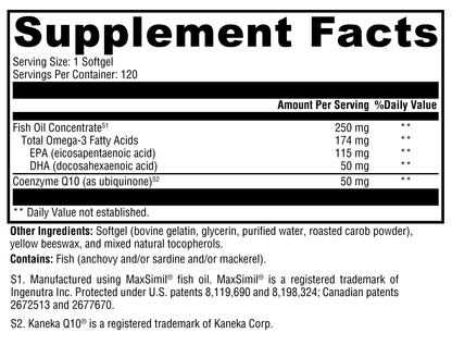 Xymogen CoQmax Omega 50mg 120 Softgels