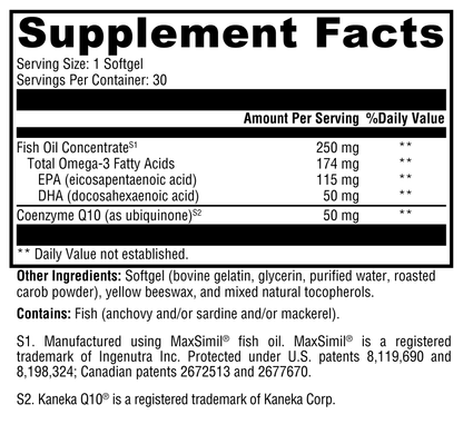 Xymogen CoQmax Omega 50mg 30 Softgels