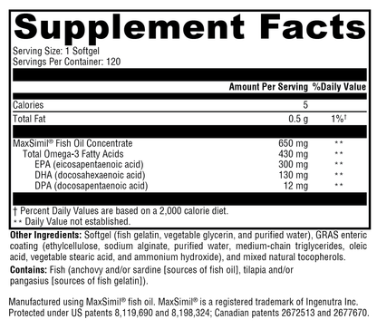 Xymogen Omega MonoPure 650 EC 120 Softgels
