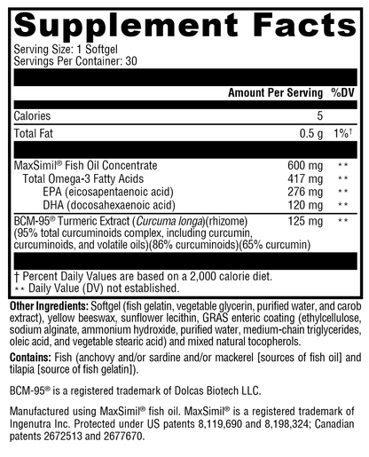 Xymogen Omega MonoPure Curcumin EC 30 Softgels