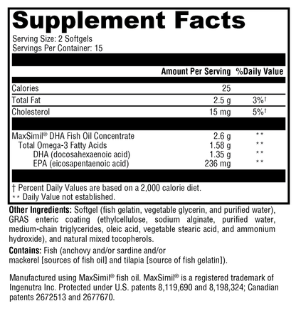 Xymogen Omega MonoPure DHA EC 30 Softgels