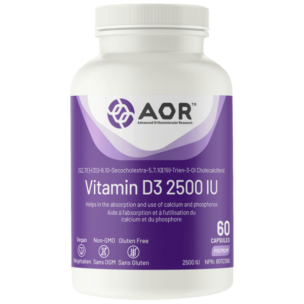 AOR Vitamin D3 2500IU 60 Capsules 