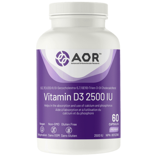 AOR Vitamin D3 2500IU 60 Capsules 