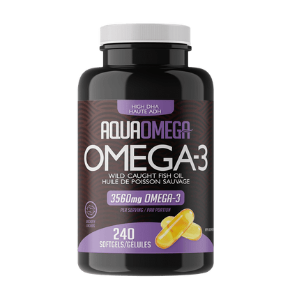 AquaOmega Omega-3 High DHA 240 Softgels - Wellness Supplement