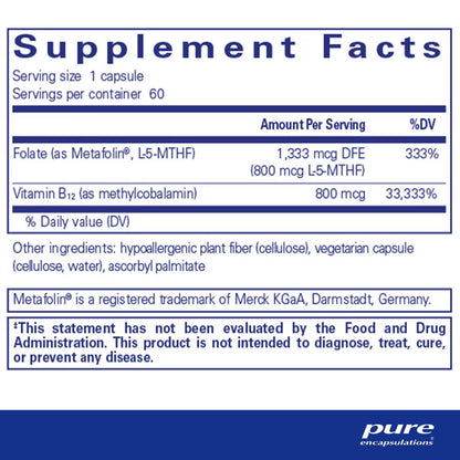 Pure Encapsulations B12 Folate 60 Capsules