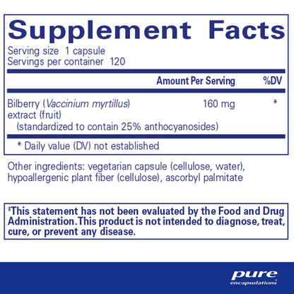 Pure Encapsulations Bilberry 160mg 120 Capsules
