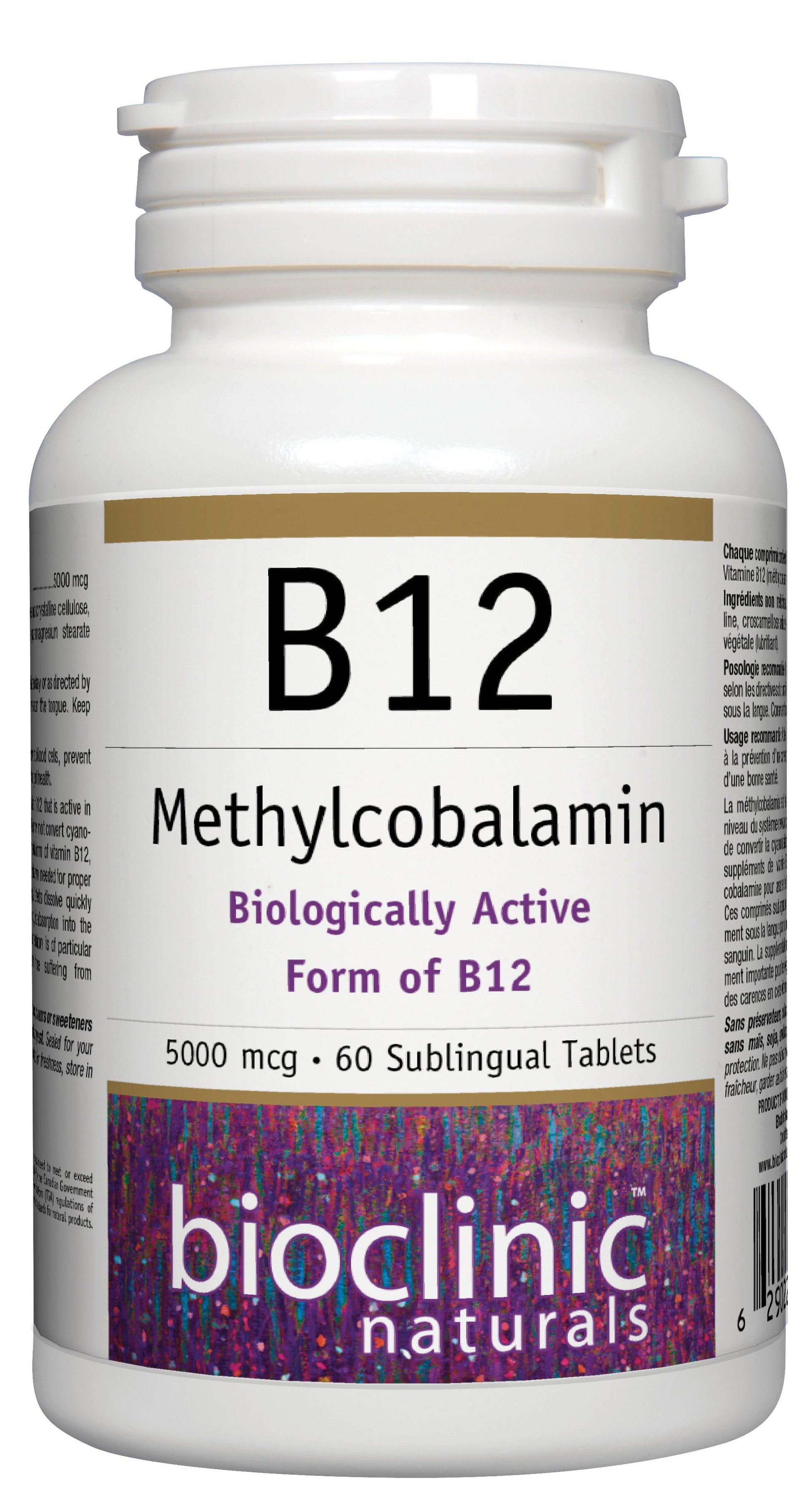 Bioclinic Naturals B12 Methylcobalamin 5000 mcg 60 Sublingual Tablets 