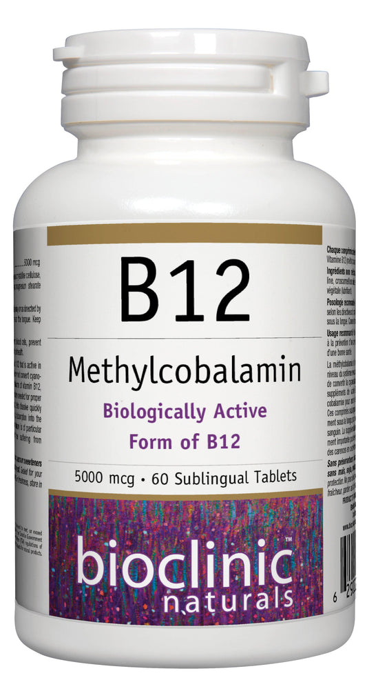 Bioclinic Naturals B12 Methylcobalamin 5000 mcg 60 Sublingual Tablets 