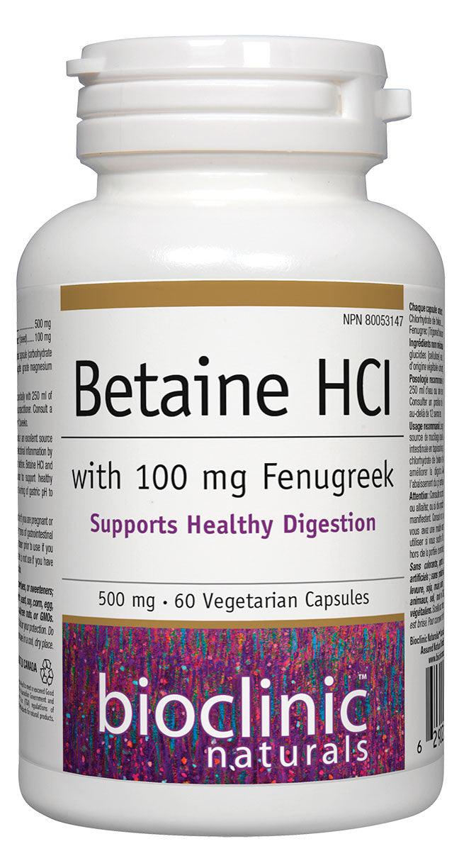 Bioclinic Naturals Betaine HCI with 100mg Fenugreek 60 Veg Capsules 