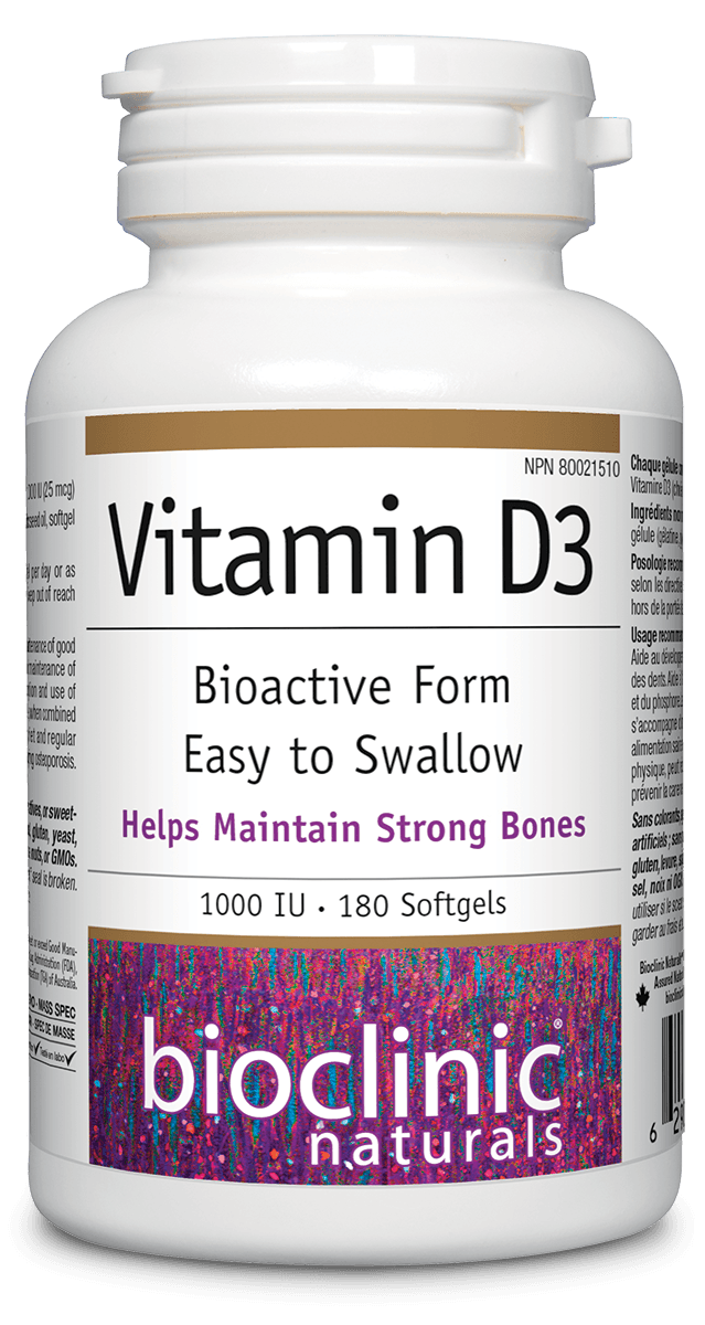 Bioclinic Naturals Vitamin D3 1000 IU 180 Softgels 