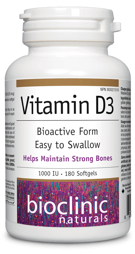 Bioclinic Naturals Vitamin D3 1000 IU 180 Softgels 