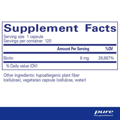 Pure Encapsulations Biotin 8mg 120 Capsules