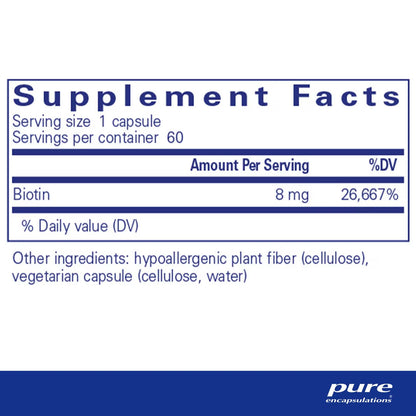 Pure Encapsulations Biotin 8mg 60 Capsules