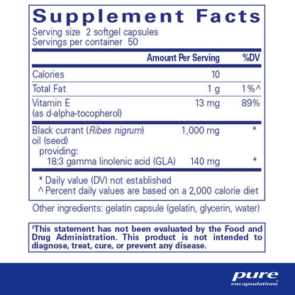 Pure Encapsulations Black Currant Seed Oil 100 Capsules