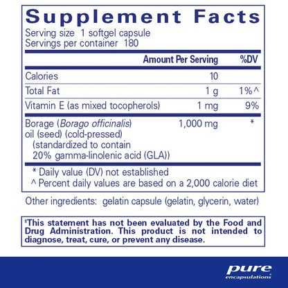 Pure Encapsulations Borage Oil 180 Capsules