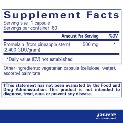 Pure Encapsulations Bromelain 2400 500mg 60 Capsules