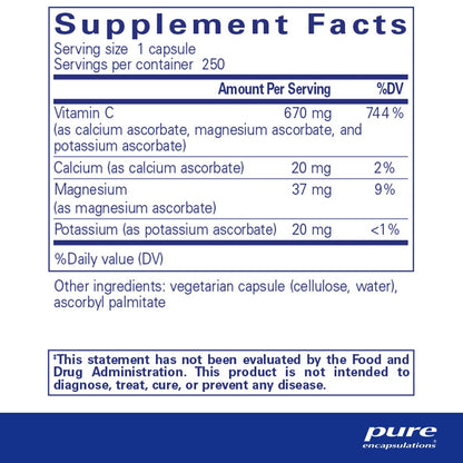 Pure Encapsulations Buffered Ascorbic Acid 250 Capsules