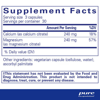 Pure Encapsulations Calcium Magnesium (citrate) 90 Capsules