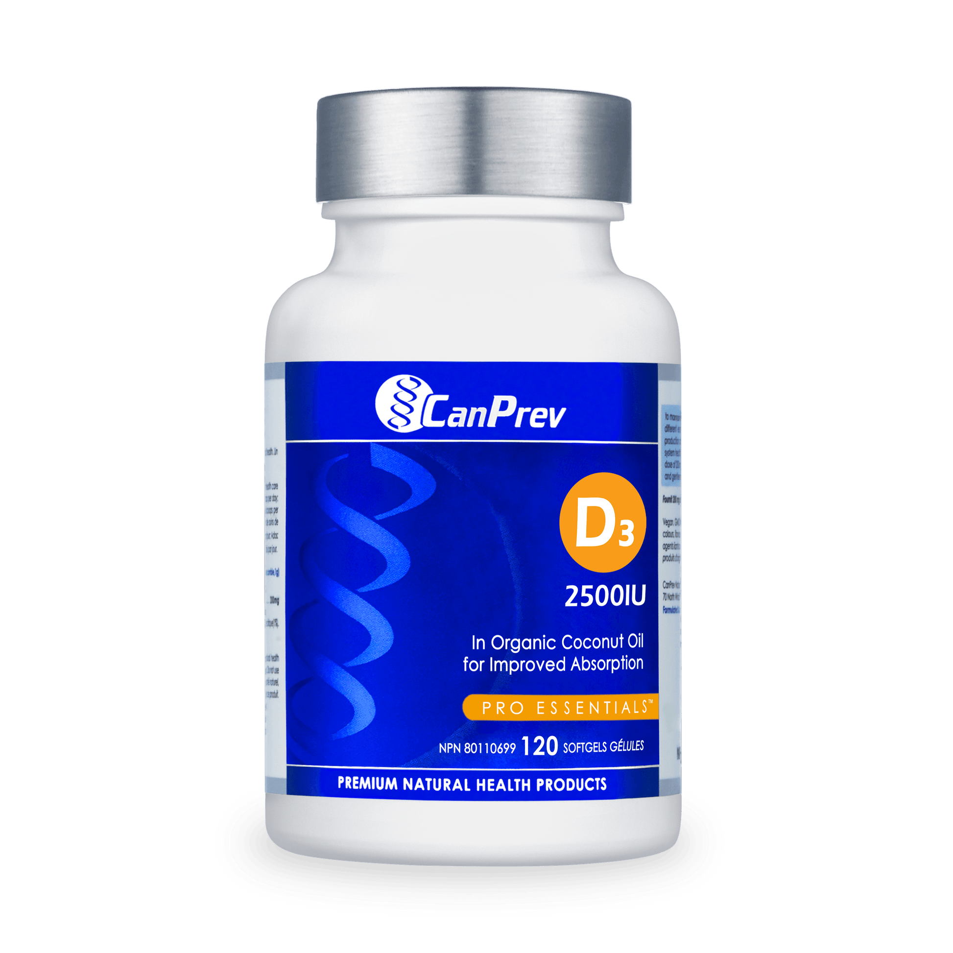 CanPrev D3 2500IU MCT Base 120 Softgels 