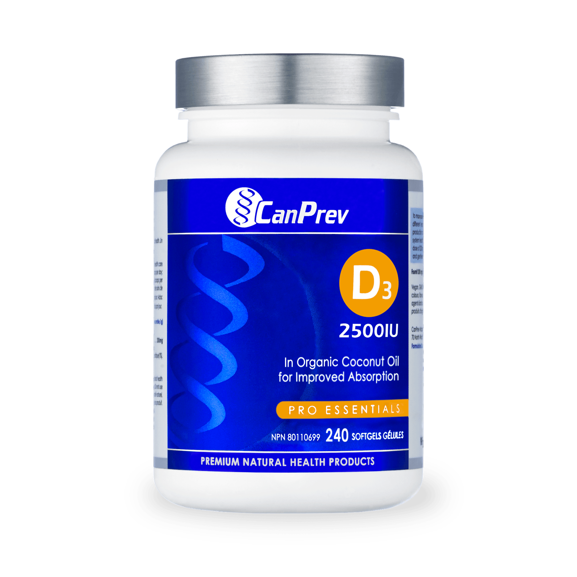 CanPrev D3 2500IU MCT Base 240 Softgels 
