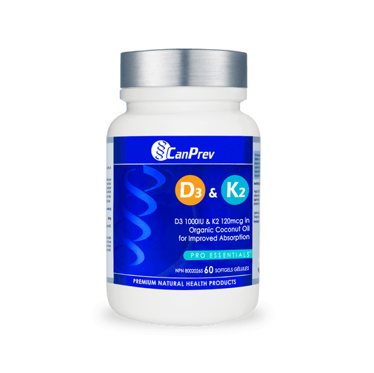 CanPrev D3 & K2 in Organic Coconut Oil 60 Softgels - Wellness Supplement