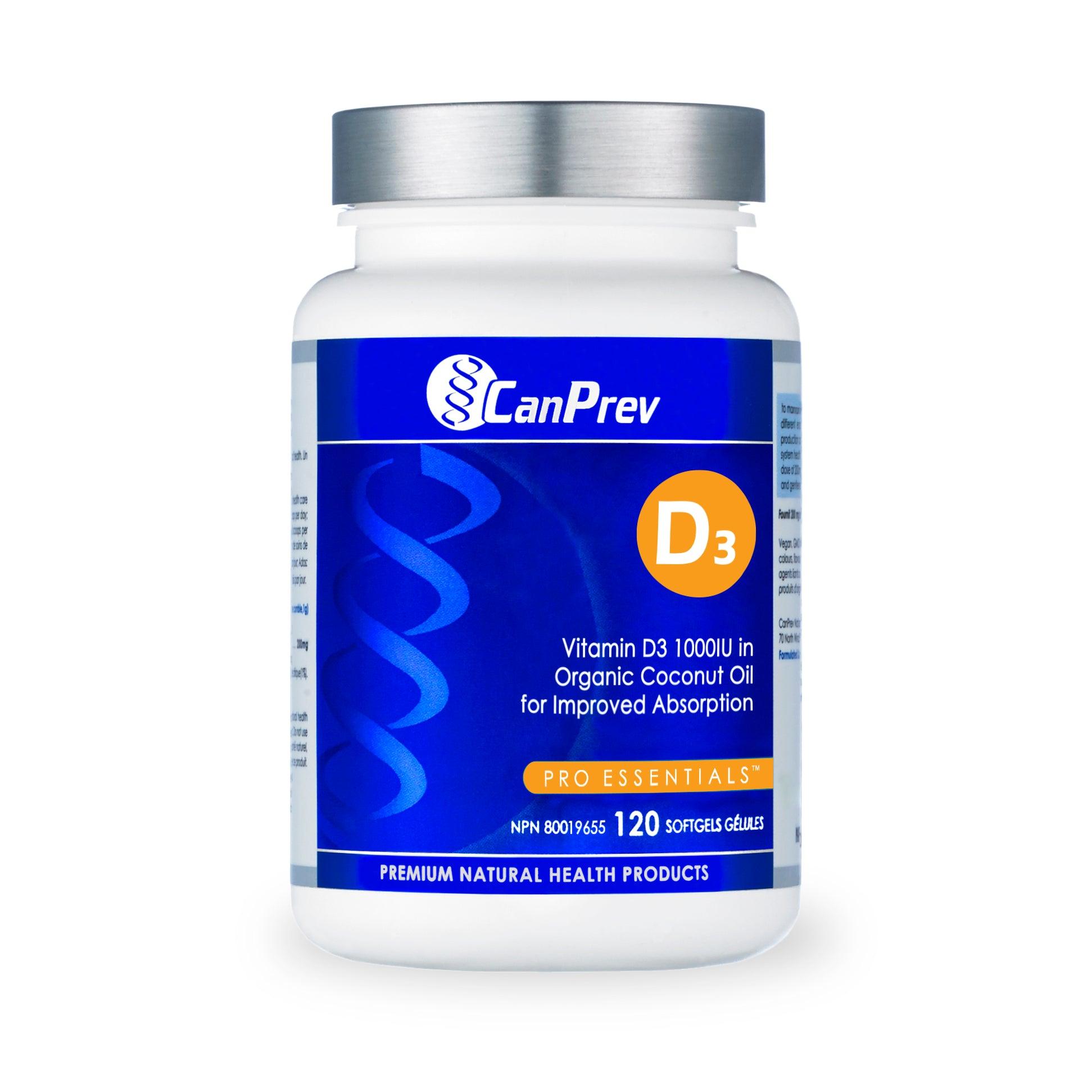 CanPrev D3 Organic Coconut Oil 120 Softgels 