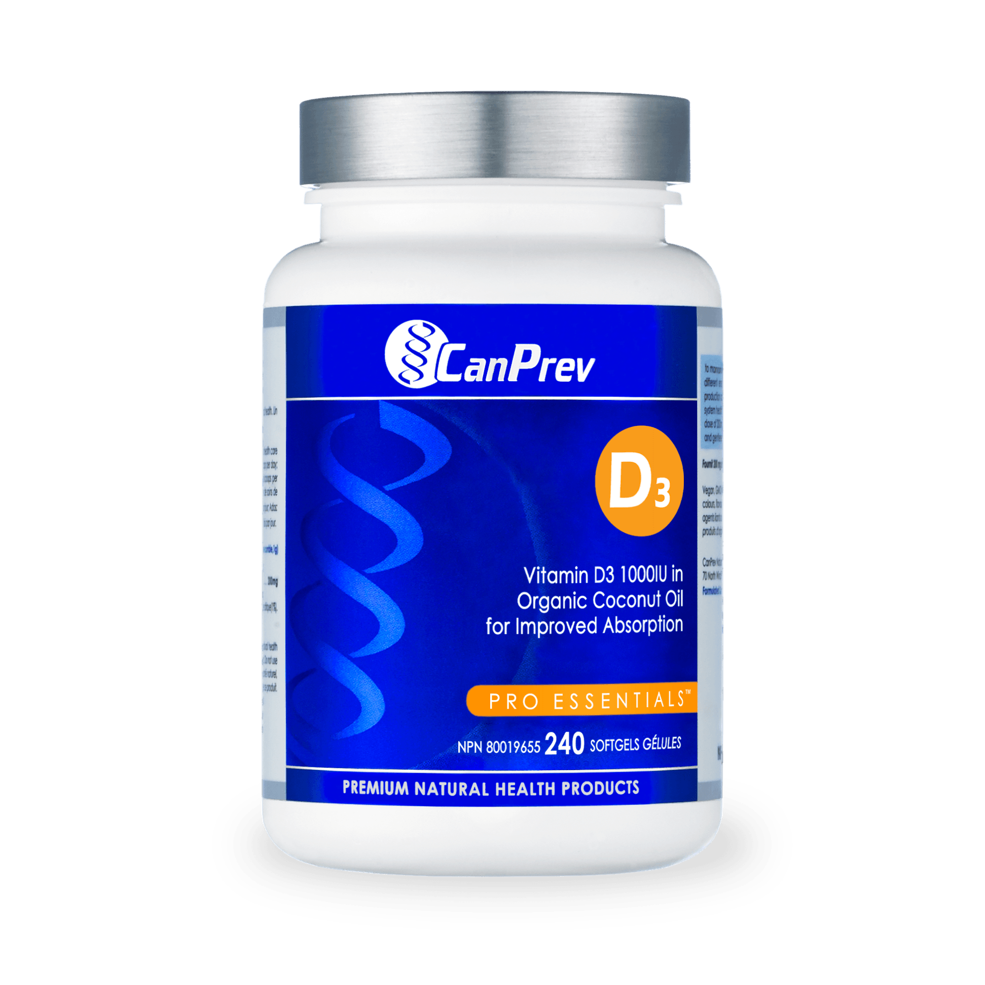 CanPrev D3 Organic Coconut Oil 240 Softgels - Wellness Supplement