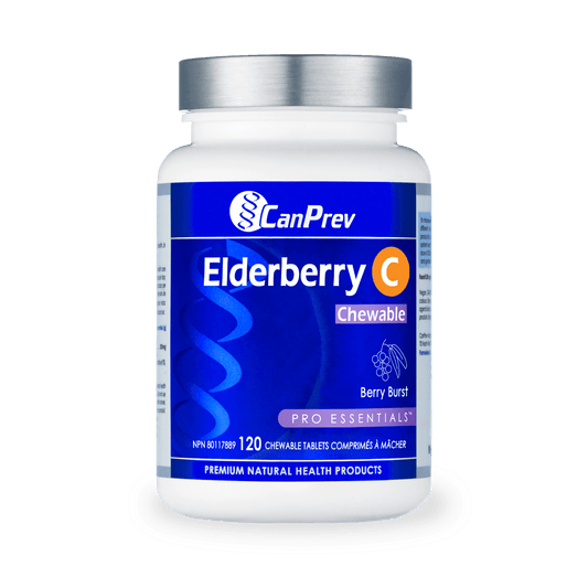 CanPrev Elderberry C Chewable Berry Burst 120 Tablets - Wellness Supplement