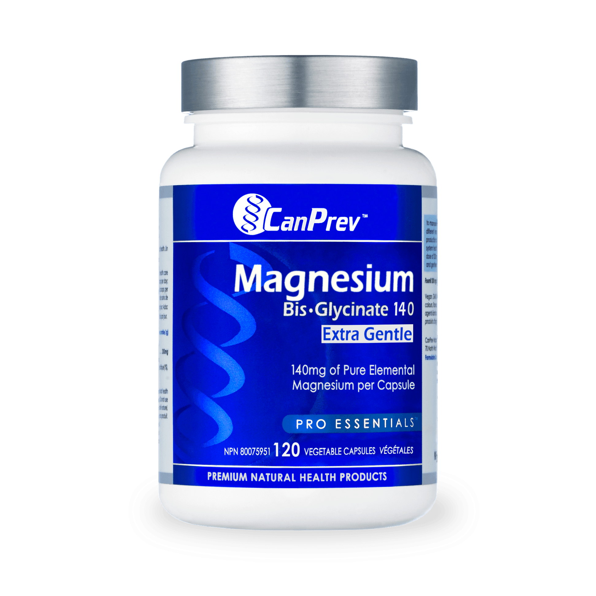 CanPrev Magnesium Bis-Glycinate 140 Extra Gentle 120 Veg Capsules - Wellness Supplement